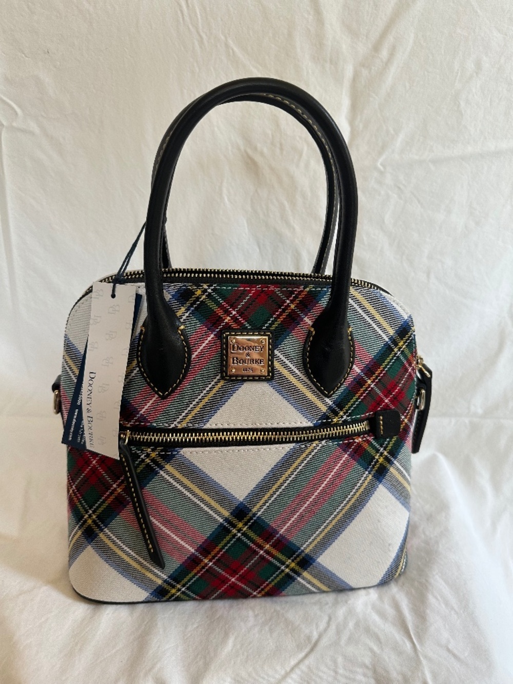 Dooney & Burke winter white plaid dome purse